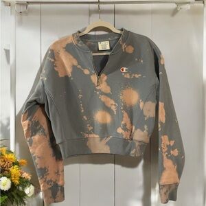 Champion Tie Dyed Cropped 1/4 Zip Sweatshirt. Size M. Excellent Condition.